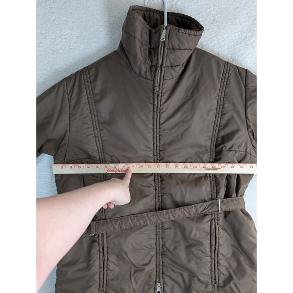 Vintage Penneys Jacket Nylon Womens Large Brown Poly Fill Belted 50s 60s - Picture 5 of 15